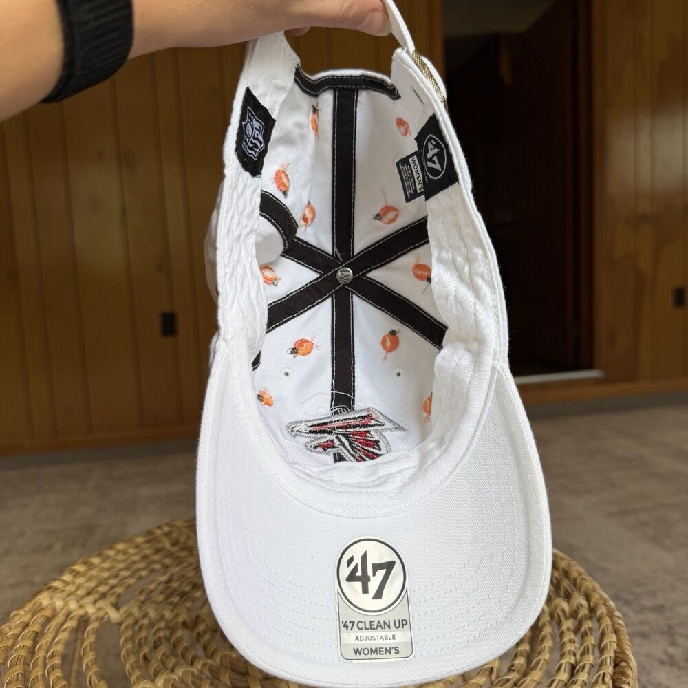 '47 Women's Atlanta Falcons Peach Logo White Confetti Clean Up Adjustable Hat - Picture 13 of 13